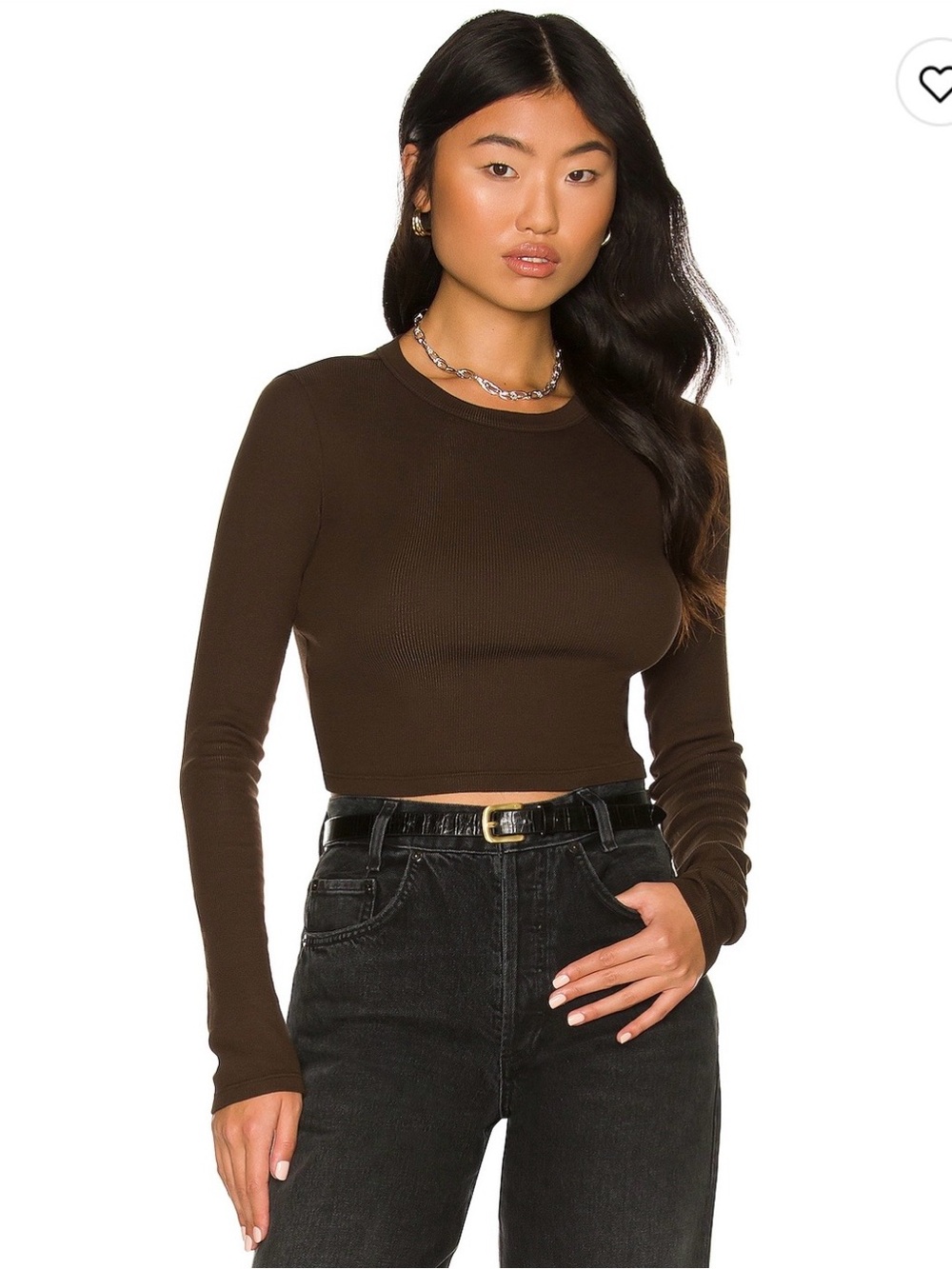 Cotton Citizen The Verona Crop Shirt Espresso Small Ribbed knit